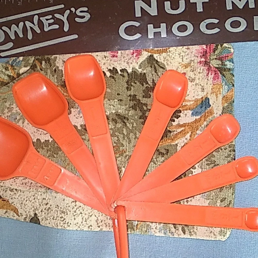 👩‍🍳 Rare TUPPERWARE ORANGE Complete Set MEASURING SPOONS Vintage EVC